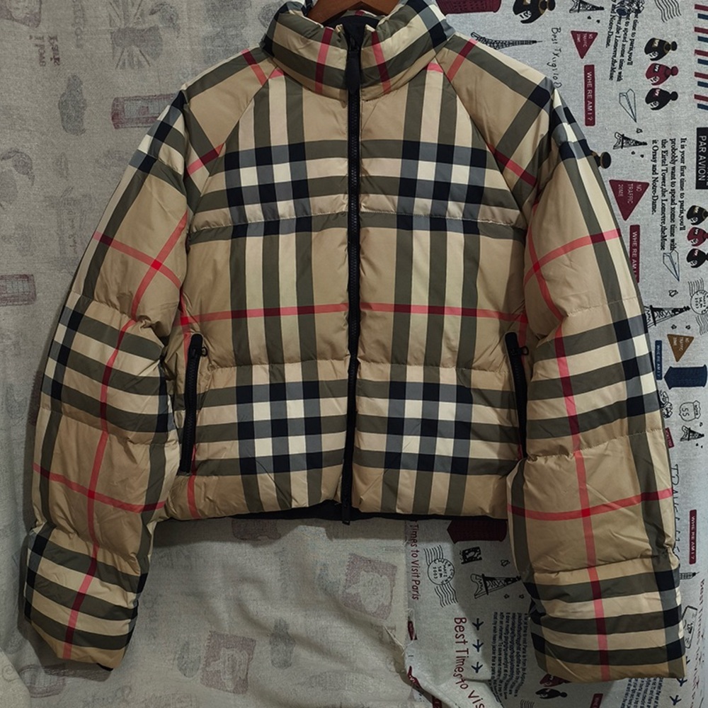 Burberry Checked Short Down Jacket